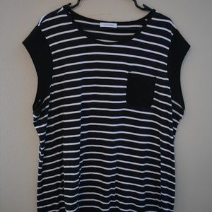 Calvin Klein black and white striped shirt- large